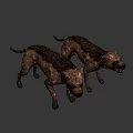 Fierce Zombie Dogs With Tattered Skin Red Eyes And Dark Background