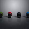 Weapon Helmets in Green Red Black Blue with Protective Masks and Reflective Surface