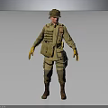 3D Military Character In Uniform With Helmet Tactical Vest Yellow Gloves And Boots