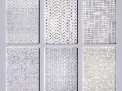 Square Rugs With Various Geometric Patterns And Neutral Textured Designs 3d model