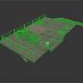 Industrial Metal Platform Structure With Railing Grated Surface And Mechanical Components