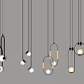 Modern Minimalist Chandeliers With Circular Ring Shaped Designs And Warm Light 3d model