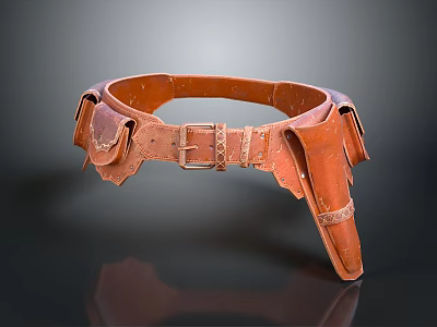 Leather Storage Belt With Multi functional Pockets And Metal Buckle For Daily Use 3d model