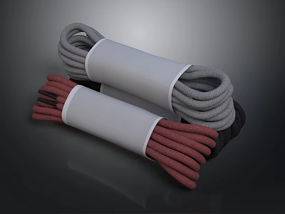 Practical Cotton Ropes in Gray and Red Bundled with White Straps 3d model