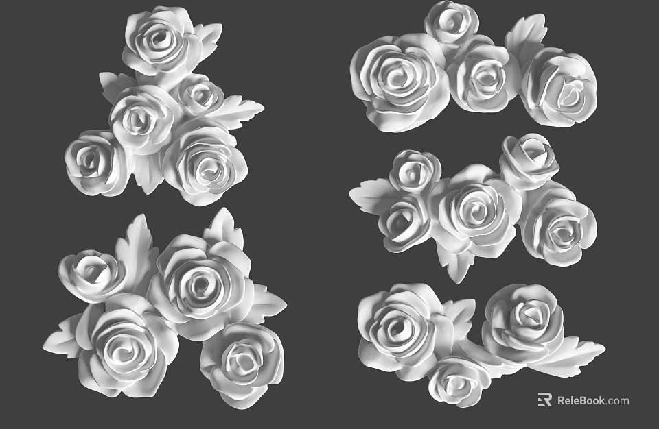 Intricate Rose Carvings Decorative Floral Patterns For Ornamental Crafts Projects 3d model 