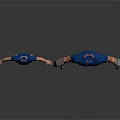 Headless 3D Character Models In Blue Jumpsuit With Mechanical Arms Weapons And Dynamic Pose