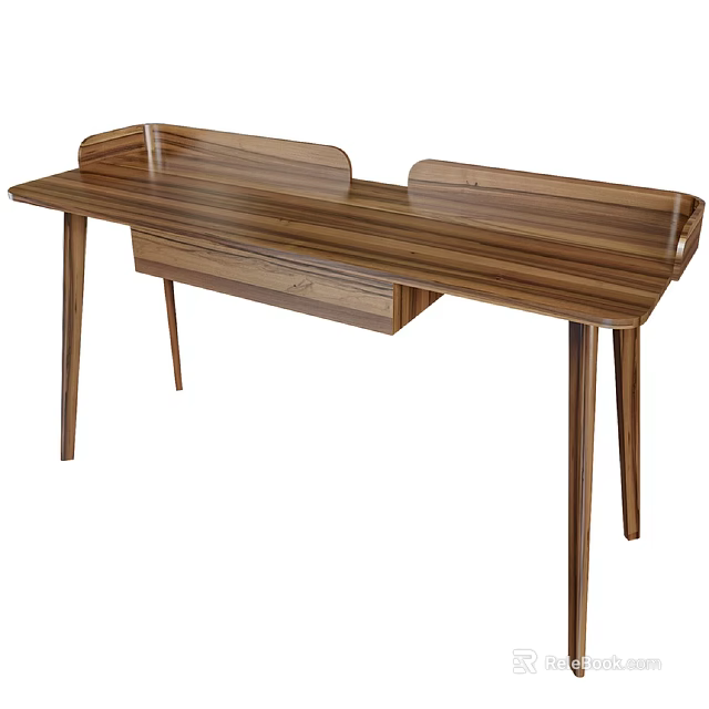 Walnut Wooden Desk with Single Drawer Modern Design and Sleek Surface for Home Workspace 3d model 