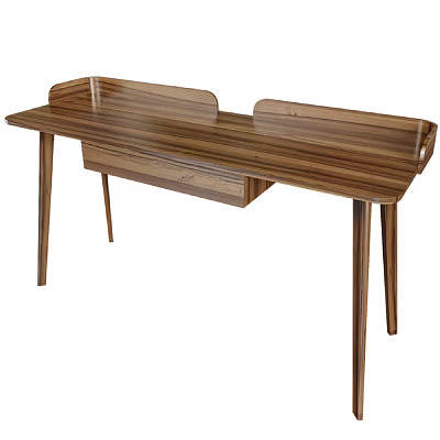 Walnut Wooden Desk with Single Drawer Modern Design and Sleek Surface for Home Workspace 3d model