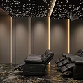 Luxurious Home Theater Interior With Starry Ceiling Leather Recliners And Marble Flooring