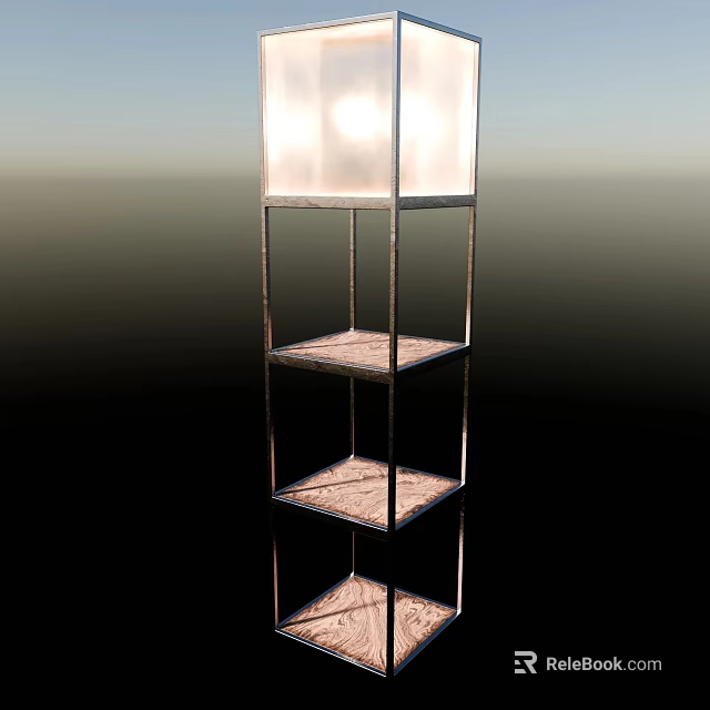 Modern Metal Storage Shelf With Multiple Transparent Glass Shelves And Stable Design 3d model 
