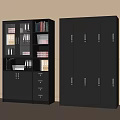 Black Storage Cabinets With Glass Doors Drawers Open Shelves And Lockable Locker Units