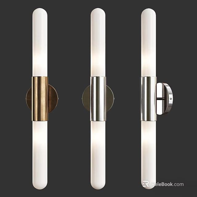 Modern Wall Lamps In Sleek Cylindrical Style With Brass Chrome And Silver Metal Bases 3d model 