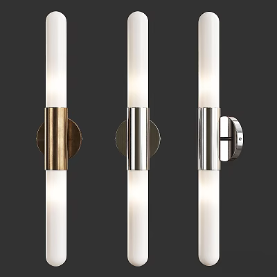 Modern Wall Lamps In Sleek Cylindrical Style With Brass Chrome And Silver Metal Bases 3d model