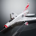 White Fighter Jet Model With Red Nose Stripe Tail US Air Force Logo 30001 EM-21