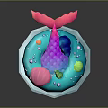 Mermaid Character Themed Decorative Donut With Pink Tail Shells And Colorful Orbs