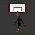 Basketball Court With Player Standing By Hoop Holding Red Ball