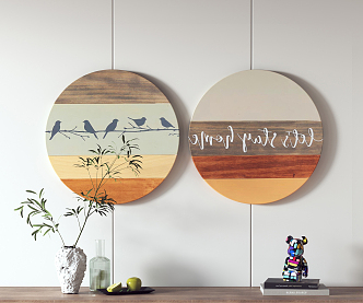 Modern round frame painting round decorative painting 3d model