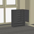 Black Modern Wine Cabinet With Louvered Doors And Tiered Lighting Shelves