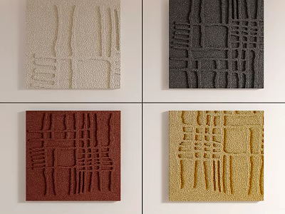 Four Colored Square Decorative Panels With Textured Grid Patterns Design 3d model