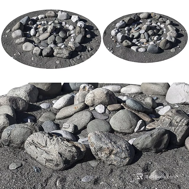 Rustic Stone And Wood Decorative Elements For Natural Home Design 3d model