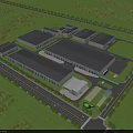 Industrial Factory Complex With Multiple Buildings Greenery And Surrounding Road Layout 3d model