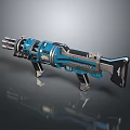 Futuristic Blue Mechanical Gun With Multiple Barrels And Tech Inspired Design 3d model
