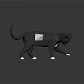 Low Poly Cat Sculpture with Gray Body and White Paws 3d model