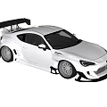 White Modified Sports Car with Large Rear Wing Wide Body Kit and Black Wheels