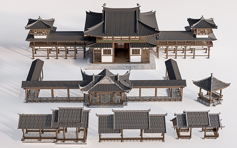 Chinese Landscape Corridor Rack Chinese Long Corridor Chinese Pavilion Antique Long Corridor Lang Pavilion 3d model