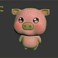 Cute Pink Pig Toy Figure With Round Body Big Eyes And Shiny Surface