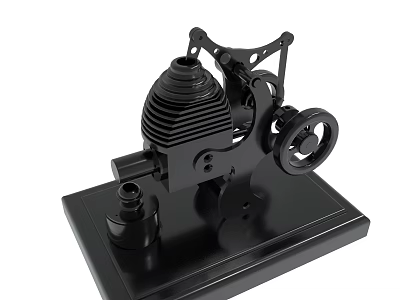 Black Metal Mechanical Model With Gear And Cylinder On Stable Base 3d model