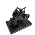 Black Metal Mechanical Model With Gear And Cylinder On Stable Base