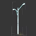Outdoor Street Light With Double Arms Gray Pole And Yellow Stripe