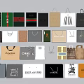Decorative Ornament Combination Of Various Branded Shopping Bags With Diverse Designs And Colors