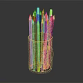 Colorful Wooden Pencils Stored in Black Mug with Assorted Bright Colors