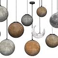 Moon Inspired Pendant Lights With Crescent And Planetary Shaped Design And Textured Surfaces 3d model