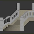 Curved Staircase Architectural Design With White Railings And Beige Steps