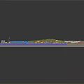 3D Urban Area Master Plan Model With Waterfront Green Spaces Buildings And Road Network