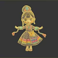 Traditional Woman Doll In Ornate Ethnic Costume With Decorative Headdress Colorful Skirt And Tiger Pouch