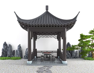 Four corner pavilion, pavilion, pavilion, landscape pavilion, Chinese pavilion, landscape sketch, courtyard landscape, Soviet architecture, antique architecture, ancient architecture 3d model