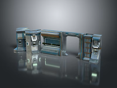 Modern Building Structure With Metallic Archway And Reflective Surface Details 3d model