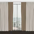 Modern Beige Linen Curtains With Sheer White Liner For Window Interior Decoration