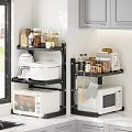 Black Kitchen Shelving Unit Organizing Appliances Jars And Cookware In Modern Kitchen 3d model