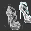 Fashionable Red And Black High Heel Shoes With Crisscross Straps Platform Soles Stiletto Heels