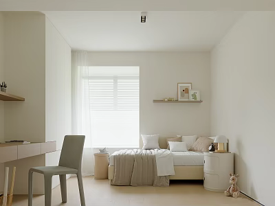 Bright Kids Room Interior With Cozy Bed Study Desk Chair And Decorative Elements 3d model