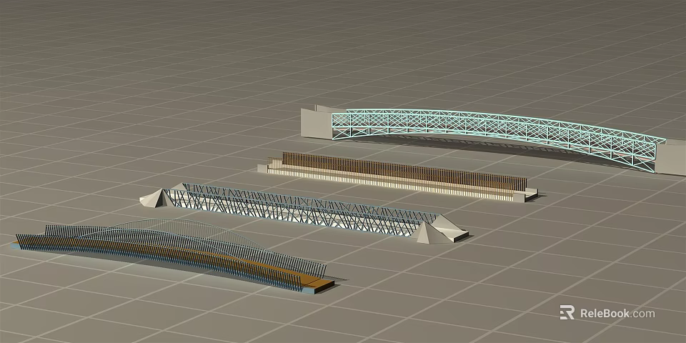 Landscape Bridge Architectural Models With Multiple Structural Designs And Modern Styles 3d model