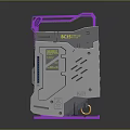 Tech Device Structure With Purple Frame Gray Body And Yellow Labels 3d model