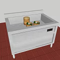 Stainless Steel Open Kitchen Station With Double Sink Steamer Baskets And Storage Cabinets