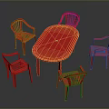 Red Plastic Stools with Curved Backrest Modern Design for Home Kitchen Dining Use 3d model