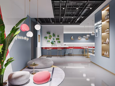 Light Luxury Milk Tea Shop 3d model